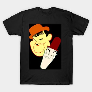 Laurel and Hardy Vintage Comic Caricature Print T-Shirt